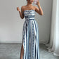 👗 49% OFF NOW! 💥 Geometric Jumpsuit with Halter Neckline & Side Slit – Unique print & elastic back – Versatile, perfect for summer parties or resort wear ✨