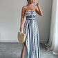 👗 49% OFF NOW! 💥 Geometric Jumpsuit with Halter Neckline & Side Slit – Unique print & elastic back – Versatile, perfect for summer parties or resort wear ✨