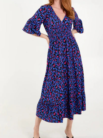 Leopard Shirred Waist Dress
