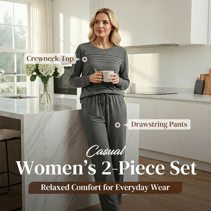 ✨Women's Crew Neck Top & Drawstring Pants Set