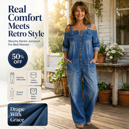 ⏳🔥LIMITED-TIME 50% OFF! 👗 Loose Fit Wide-Leg Overall Jumpsuit with Pockets – Effortless Comfort & Style ✨