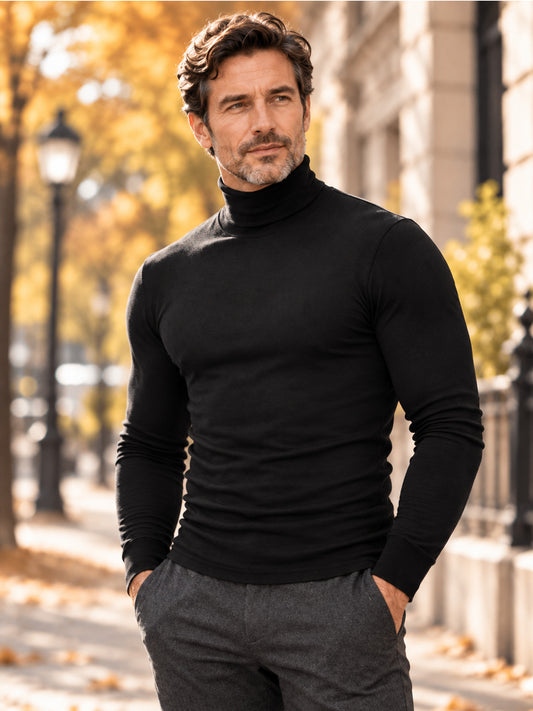 🔥50% OFF!✨Men's Slim Fit Mock Turtleneck Top – Sleek, Stretchy, Modern Everyday Essential