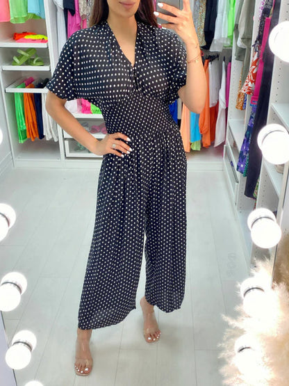 🎉Hot Sale - 49% off🔥 Polka Dot Printed Elastic Waist Jumpsuit