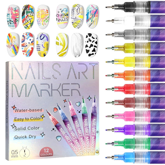 🎁Hot Sale 50% OFF🎨12 Colours Nail Art Pens Set