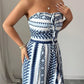 👗 49% OFF NOW! 💥 Geometric Jumpsuit with Halter Neckline & Side Slit – Unique print & elastic back – Versatile, perfect for summer parties or resort wear ✨