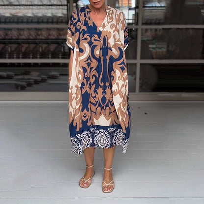🎁49% off👗 Printed V-neck loose midi dress