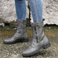 Women's Round Toe Side Zipper Leather Orthopedic Boots