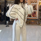 💥Hot Sale 50% OFF🔥Turtleneck Striped Top ＆ Wide-Leg Pants 2-Piece Set