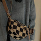 Checked Pattern Fanny Pack with Earbuds Bag
