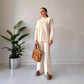 Women's Solid Color Knit Top & Pants Two Piece Set