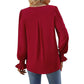 Women's Casual Solid Color V-Neck Long Sleeve Blouse