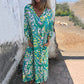 🎉New Hot Sales -50% OFF🥰Women's Bohemian V-Neck Abstract Printed Maxi Dress