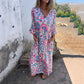 🎉New Hot Sales -50% OFF🥰Women's Bohemian V-Neck Abstract Printed Maxi Dress