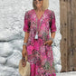 Women's Vivid Printed V-Neck Midi Dress