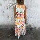 Women's Leaves Pattern V-Neck Sleeveless Floor-Length Dress