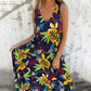 Women's Leaves Pattern V-Neck Sleeveless Floor-Length Dress
