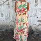 Women's Leaves Pattern V-Neck Sleeveless Floor-Length Dress