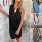 💖Limited Sale 50% OFF💖Women's Sleeveless Button Pocket V-Neck Dress