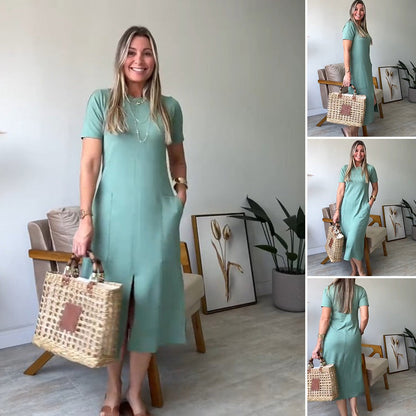 Women’s T-Shirt Midi Dress with Pockets