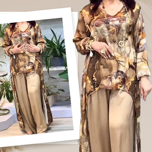 ❤️Higher Quality-❤️Women’s Trendy Print Top & Pants Two-Piece Set