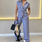 Elegant Waisted Top & Casual Pants Set