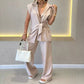Elegant Waisted Top & Casual Pants Set