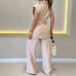 Elegant Waisted Top & Casual Pants Set