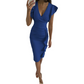 V-Neck Ruffled Slim-Fit Sexy High Waist Dress