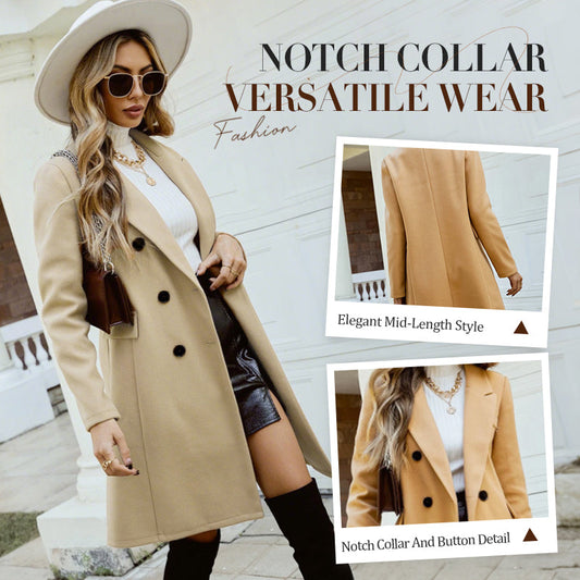 Women's Notch Collar Midi Coat