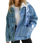 🔥Limited quantity, while stocks last🔥 Denim Jacket with Plush Faux Fur Collar for Women