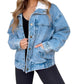 🔥Limited quantity, while stocks last🔥 Denim Jacket with Plush Faux Fur Collar for Women
