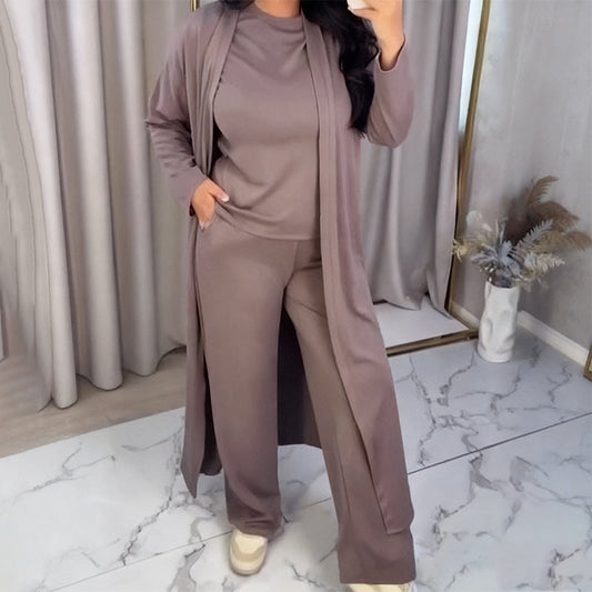 ⏳Limited-time 50% off⏰Women's Casual 3-Piece Outfit Set (long cardigan, top and pants)👚👖