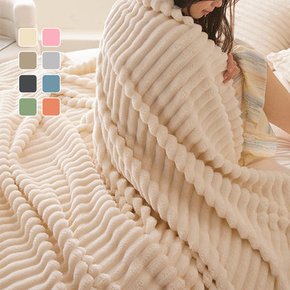 🎁Super Soft Fur Ribbed Fleece Throw Blanket🔥