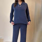 Women's Casual V-Neck Top + Wide-Leg Pants Suit