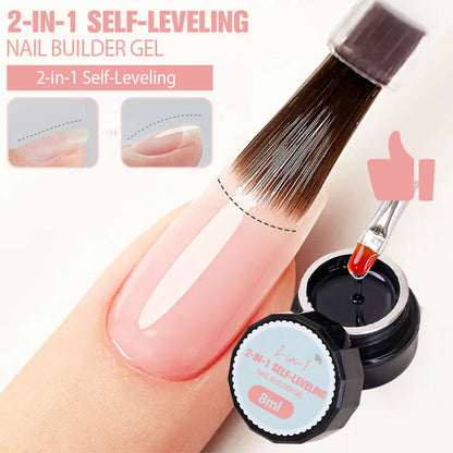 💅 BUY 1 GET 1 FREE! ✨ 2-in-1 Self-Leveling Nail Builder Gel - Base & Top Coat with 15s Quick Cure for Salon-Quality Manicure at Home 🌟🌀