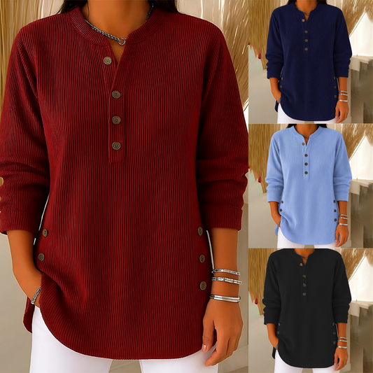 👚 50% OFF NOW! 🎉 Women‘s Corduroy Henley Top – Stylish, Soft & Versatile 🧥📦