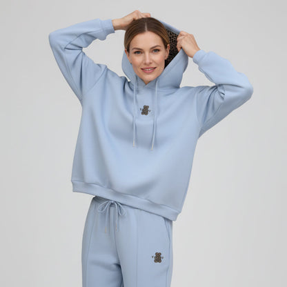 Women's Casual Hoodie Two-Piece Set with Leopard-Print Lining