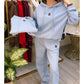 Women's Casual Hoodie Two-Piece Set with Leopard-Print Lining