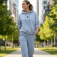 Women's Casual Hoodie Two-Piece Set with Leopard-Print Lining