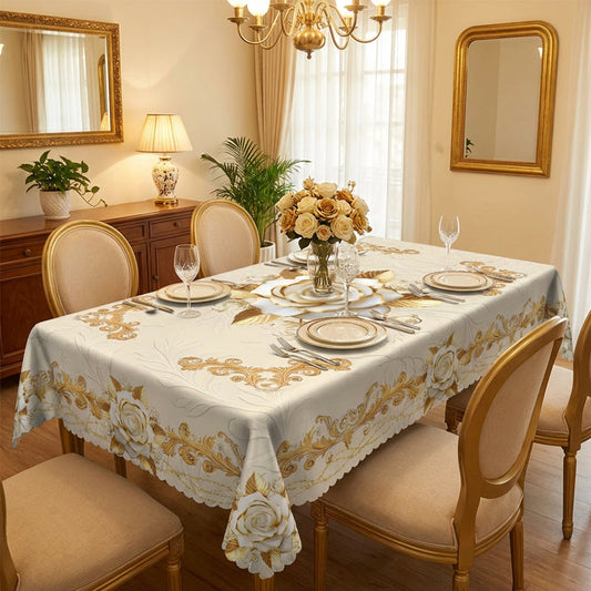 ✨🔥Waterproof Gold Rose Tablecloth🌸