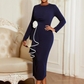 Elegant Round Neck Ruffle Bodycon Dress