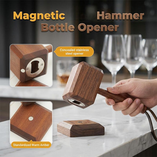 Creative Wooden Hammer Bottle Opener with Stand
