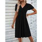 Women's V-Neck Cross-Front Pleated Dress