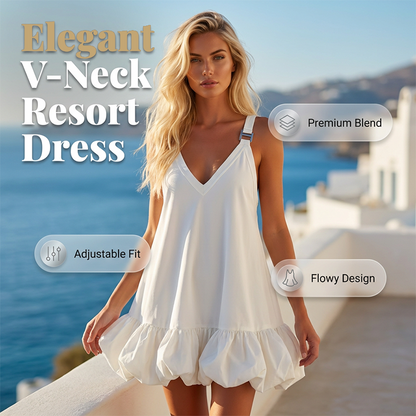 ⏳Time-Limited Special⏰V-Neck Bubble Hem Dress – Voluminous Ruffles, Adjustable Straps, Featherlight ✨