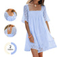 📢📢50% OFF !! ⏰Women's Square Neck Smocked Dress
