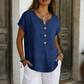 Women's V-Neck Button Casual T-Shirt