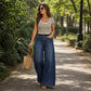 ✨ Flattering Everyday Style | Women's High-Waisted Front-Seam Wide-Leg Jeans with Deep Pockets