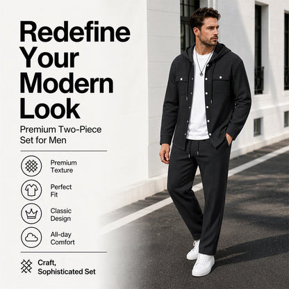 🧥Relaxed Sporty, Multi-Occasion – Men's Waffle Hooded Jacket & Pants Set ✨