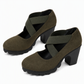 Womens Round Toe Crisscross Strap Mary Jane Shoes Chunky Heel Platform Cutout High Heels