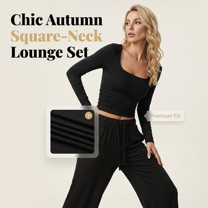 💫 Flattering Square Neck, Effortless Two-Piece Style | Women's Wide-Leg Set